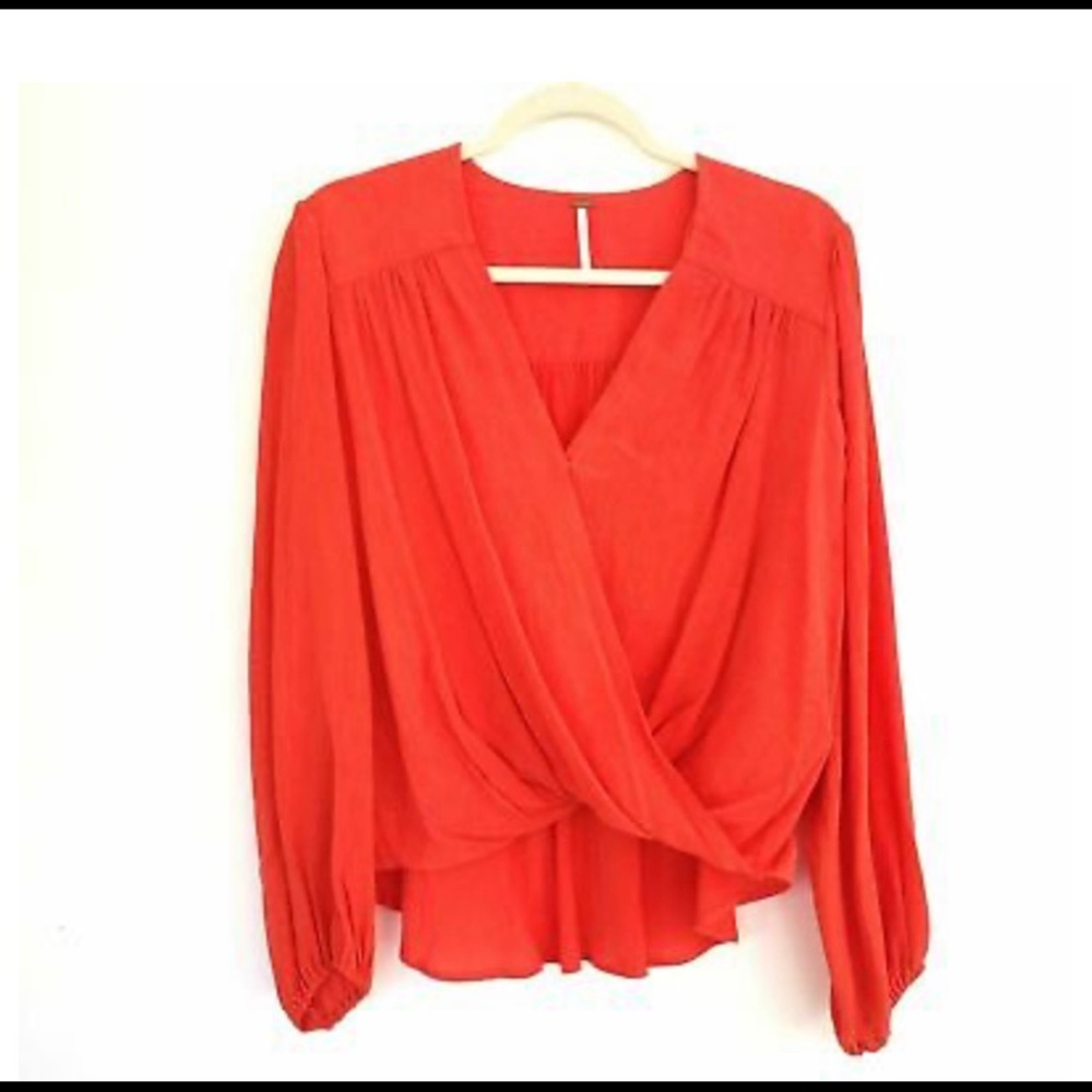 FREE PEOPLE  Check On It Wrap Blouse NWOT